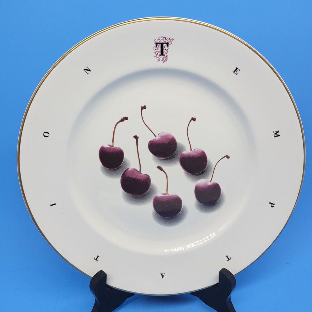 Prinknash Abbey  TEMPTATION Pottery England 9 1/8" Plate Cherries